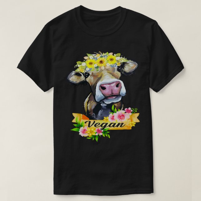 Camiseta Funny Vegan Flower Vegetal Amantes Vegetais Animai (Frente do Design)