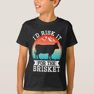 Camiseta Funny Vintage Fumaça Brisket Id Arrisca Para A Bri