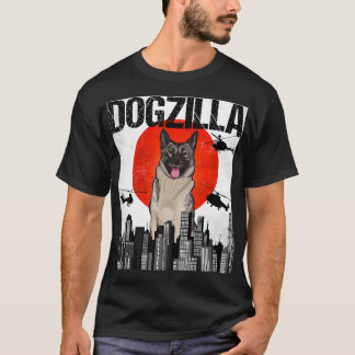 Camiseta Funny Vintage Japonês Dogzilla Norueguês Elkhound