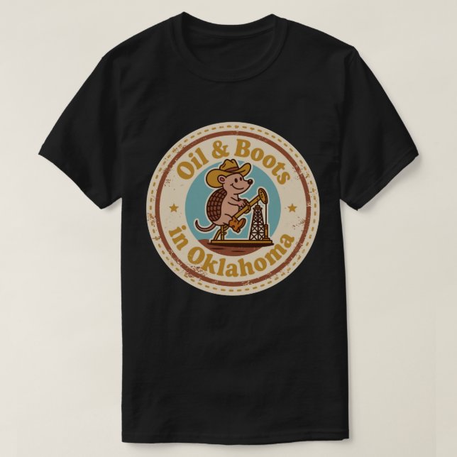 Camiseta Funny Vintage Oklahoma Armadillo Cowboy Retro (Frente do Design)