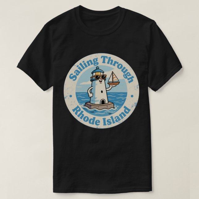 Camiseta Funny Vintage Rhode Island Lighthouse (Frente do Design)