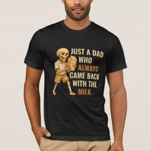 Camiseta Funny Vintage Skeleton Pai Leite Piada