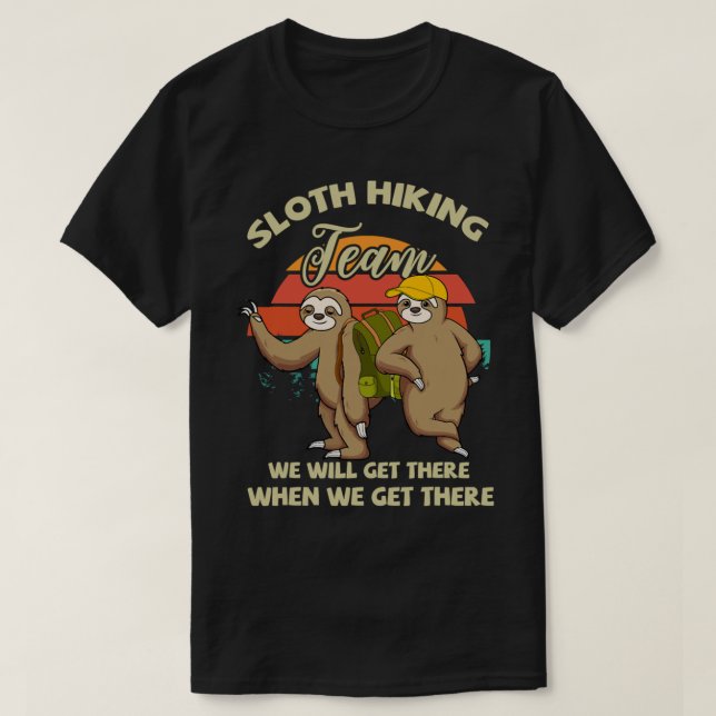 Camiseta Funny Vintage Sloth Hking Team Sloth (Frente do Design)