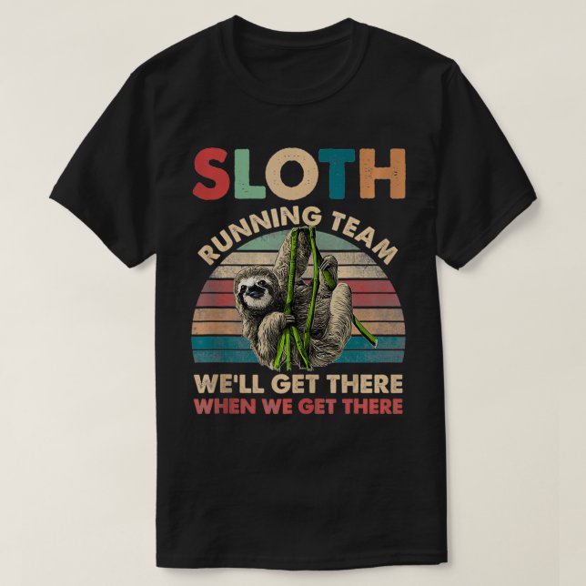 Camiseta Funny Vintage Sloth Running Team Marathon Runners (Frente do Design)