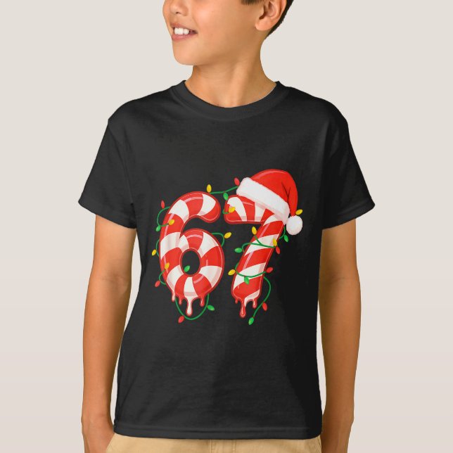 Camiseta Funny Viral Christmas 67 Candy Canes Meme Santa Ho (Frente)