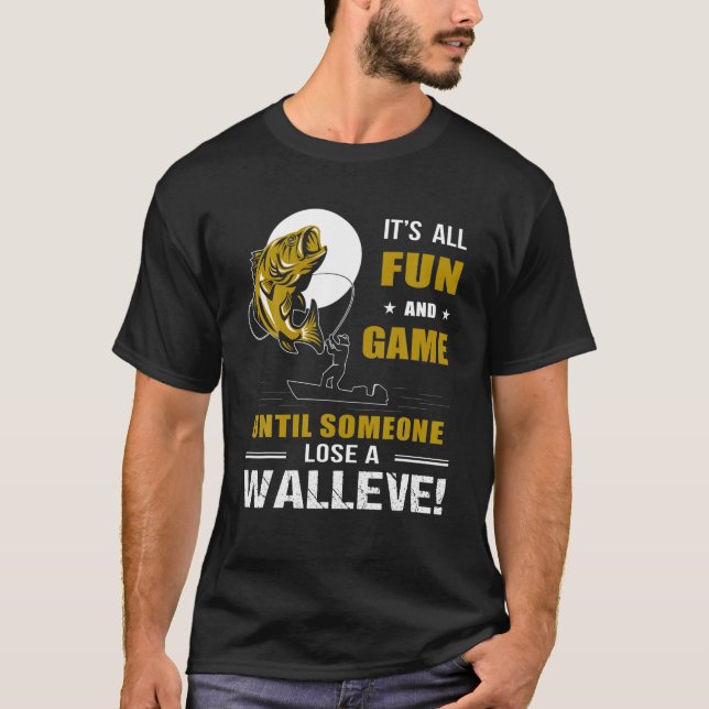 Camiseta Funny Walleye Men Pai Pescarando (Frente)