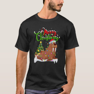 Camiseta Funny Walrus Amante de os animais Xmas Lighting Wa