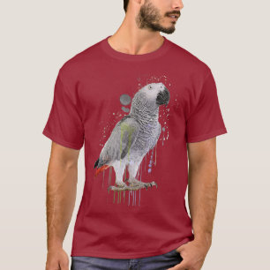 Camiseta Funny Watercolor African Cinza Parrot Bird