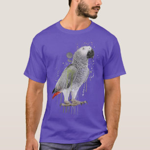 Camiseta Funny Watercolor African Cinza Parrot Bird