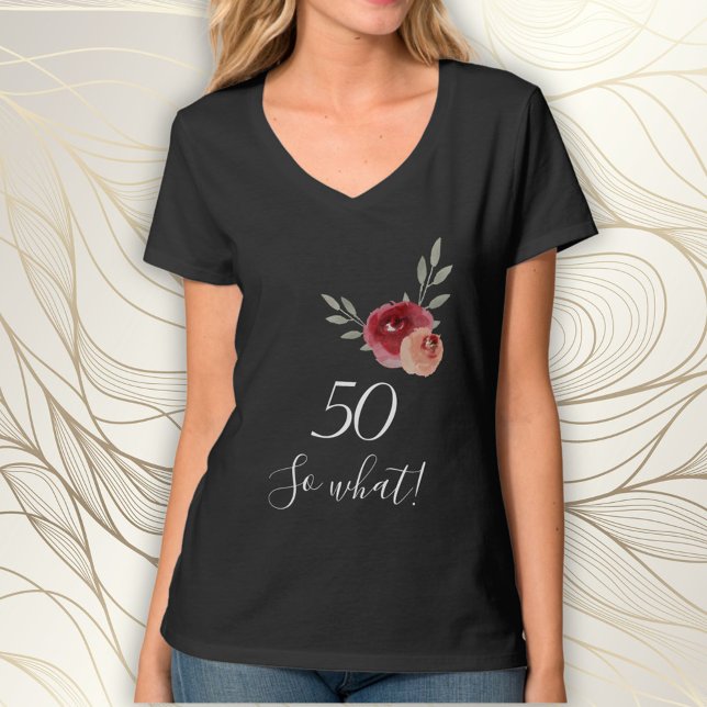 Camiseta Funny Watercolor Floral 50º aniversário (Criador carregado)