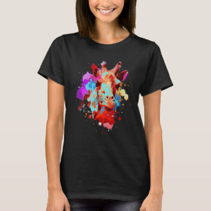 Camiseta Funny Watercolor Giraffe Design Para Homens Gira