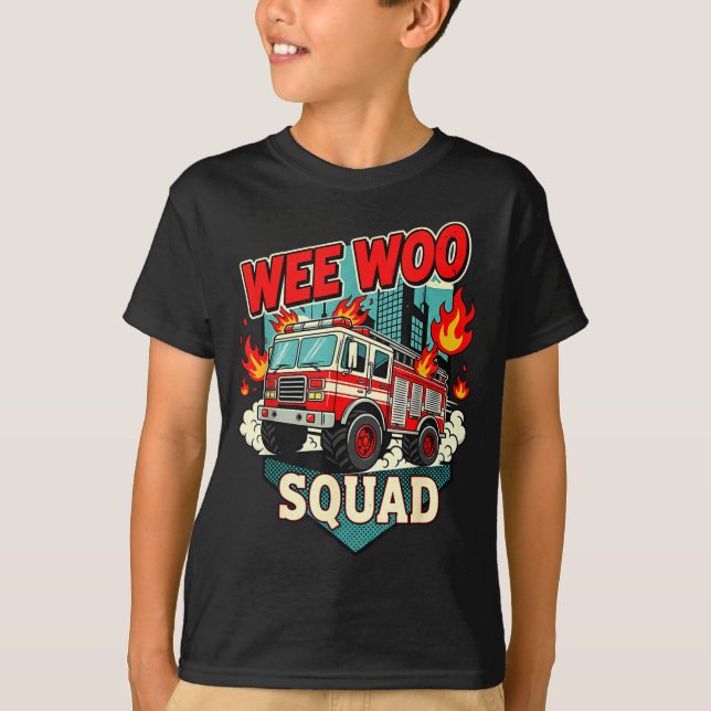 Camiseta Funny Wee Woo Squad Fire Department Firefighter Fi (Frente)
