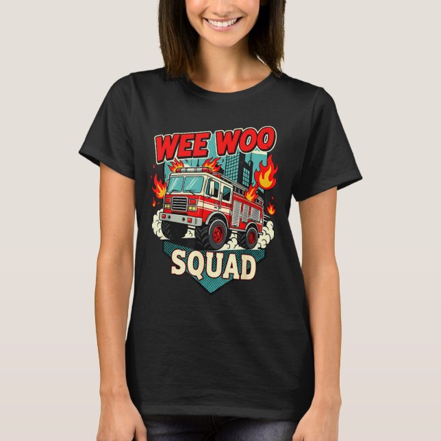 Camiseta Funny Wee Woo Squad Fire Department Firefighter Fi (Frente)