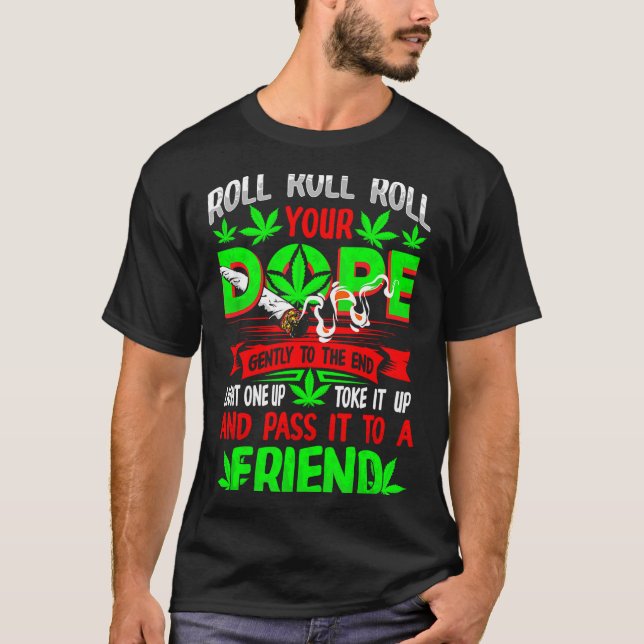 Camiseta Funny Weed T Lover Roll Joint Friend Smoking Short (Frente)