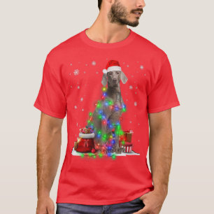 Camiseta Funny Weimaraner Dog Tree Christmas Lights Xmas Pa