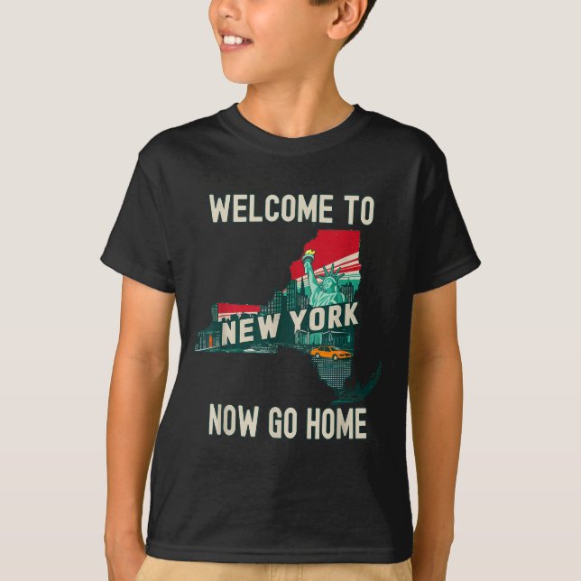 Camiseta Funny Welcome To New York Retro Design, Funny New  (Frente)