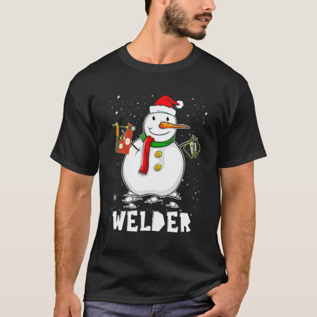 Camiseta Funny Welder Snowman Holiday Pajamas Natal Dec (Frente)