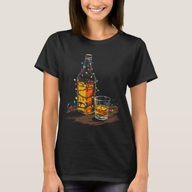 Camiseta Funny Whiskey Christmas Graphics Lights Lover Long (Frente)