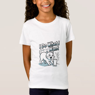 Camiseta Funny White Cat “I Do What I Want” T-Shirt