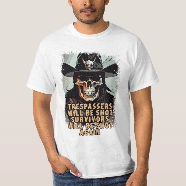 Camiseta Funny Wild West Cowboy Dizendo Arte do Xerife do C (Frente)