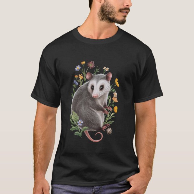 Camiseta Funny Wildflower Opgambm Animal Possum Criança Adu (Frente)