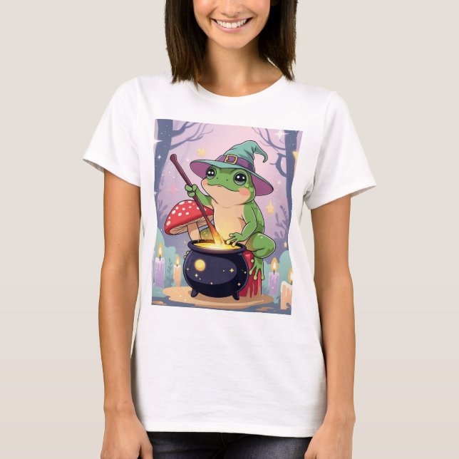 Camiseta Funny Witch Frog Women T-Shirt – Pastel Frog (Frente)