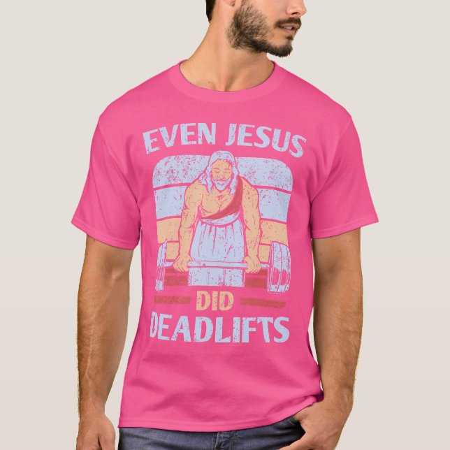 Camiseta Funny Workout Shirt Men Weightlifting Jesus Christ (Frente)