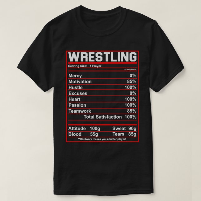 Camiseta Funny Wrestling Nutrition Facts Women Men Wrestler (Frente do Design)