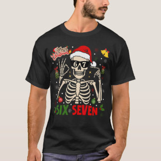 Camiseta Funny Xmas 67 Skeleton Six Seven Christmas Lights