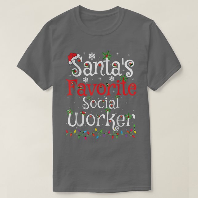 Camiseta Funny Xmas Lighting Papais noeis de assistente soc (Frente do Design)