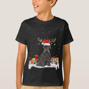 Camiseta Funny Xmas Lighting Reindeer Santa Hat Schnauzer C