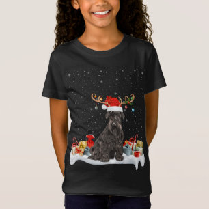 Camiseta Funny Xmas Lighting Reindeer Santa Hat Schnauzer C