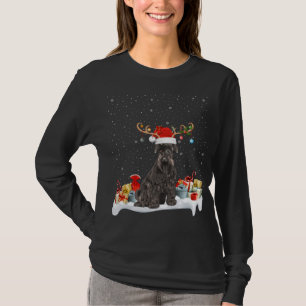 Camiseta Funny Xmas Lighting Reindeer Santa Hat Schnauzer C