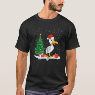 Camiseta Funny Xmas Lighting Tree Santa Hat Seagull Christm