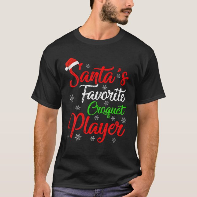 Camiseta Funny Xmas Santa's Favorite Croquet Player Christm (Frente)