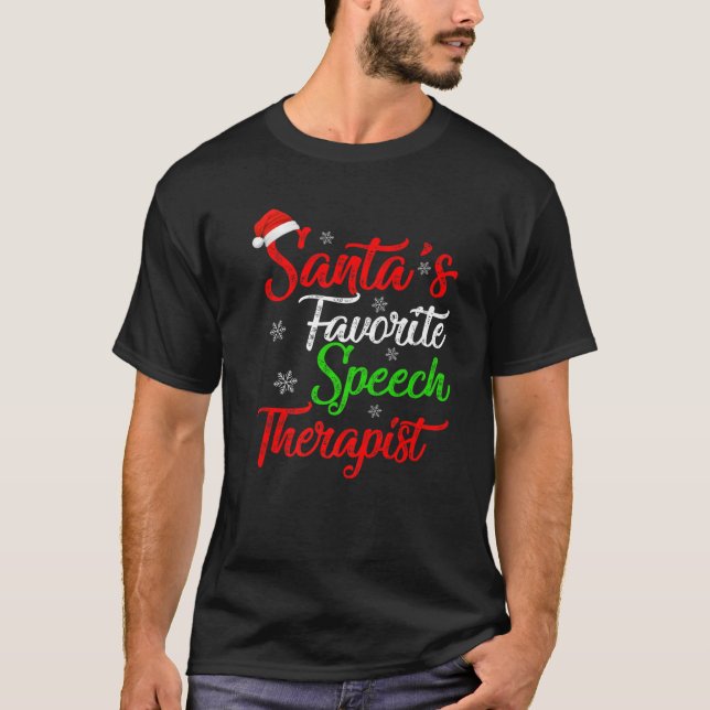 Camiseta Funny Xmas Santa's Favorite Speech Therapist Chris (Frente)