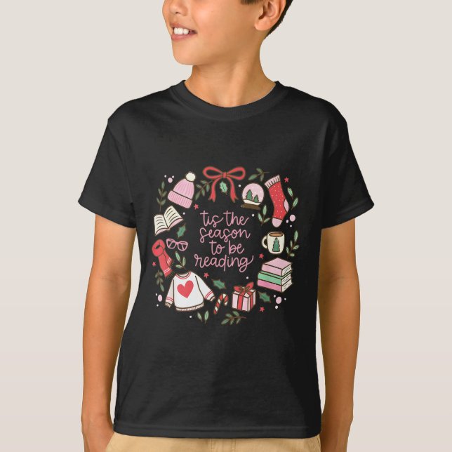 Camiseta Funny Xmas Tis The Season To Be Reading Books Paja (Frente)