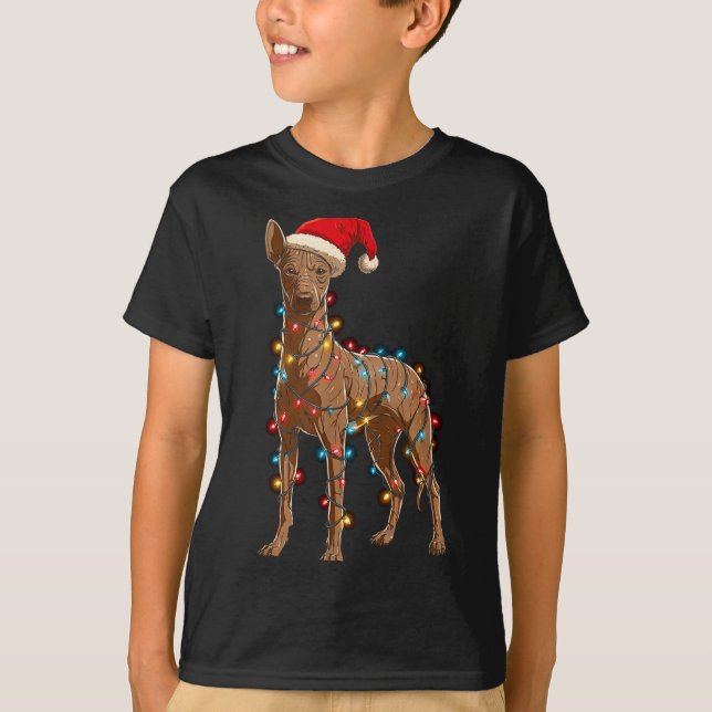 Camiseta Funny Xoloitzcuintli Christmas Graphic Dog Lights  (Frente)