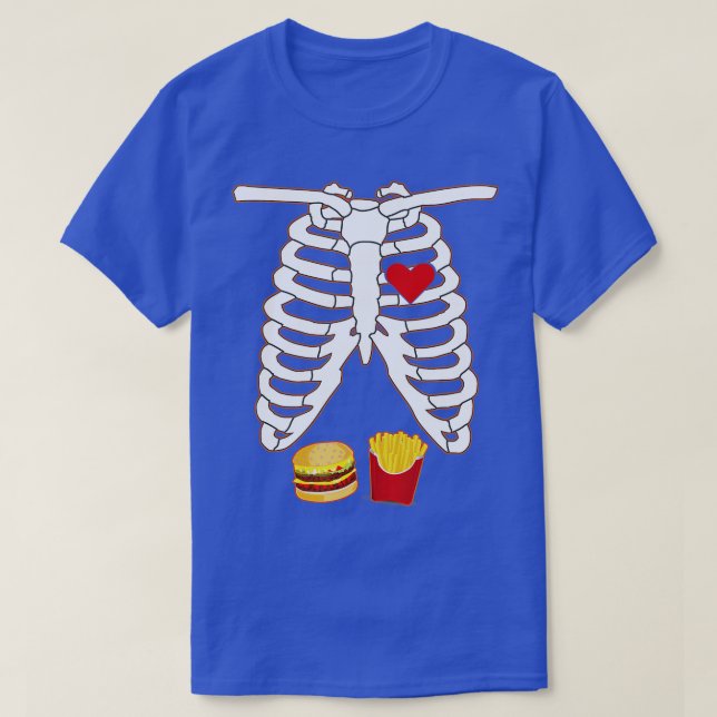 Camiseta Funny XRay Skeleton Burger Fries Gift (Frente do Design)