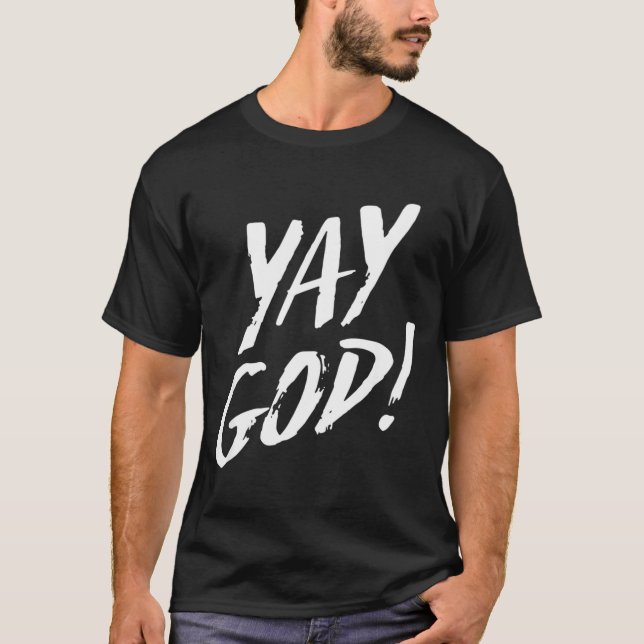 Camiseta Funny Yay God Graphic Jesus Christian Religion Gif (Frente)