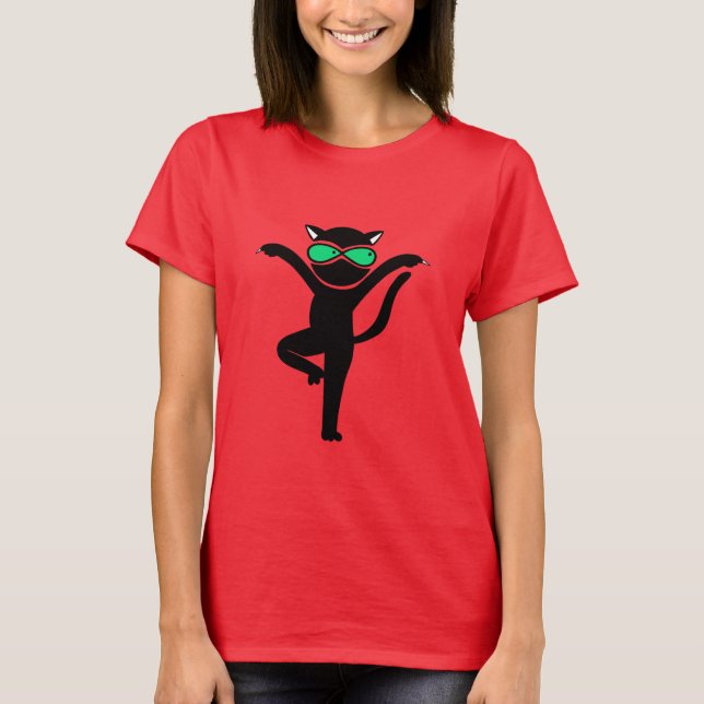 Camiseta Funny Yoga Cat Pose Humor Cute Cat Yoga Instructor (Frente)