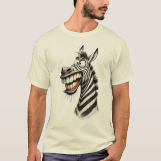 Camiseta Funny Zebra Smile T-Shirt – Cartoon Style Design