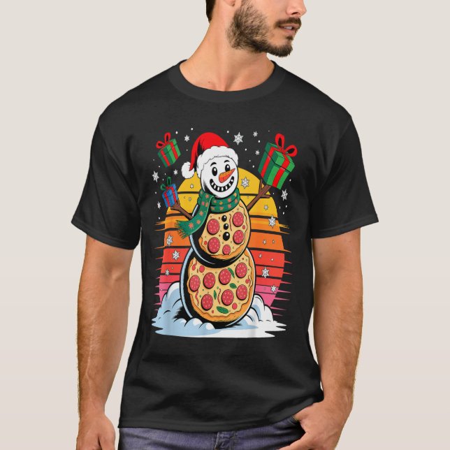 Camiseta Funny Zza Snowman Christmas Holiday Food  (Frente)