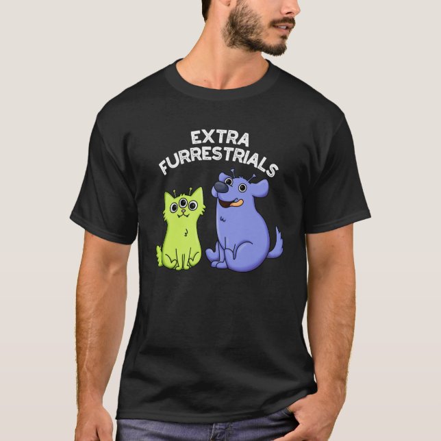Camiseta Furacões Extra Alienígena Engraçada Furry Pun Dark (Frente)
