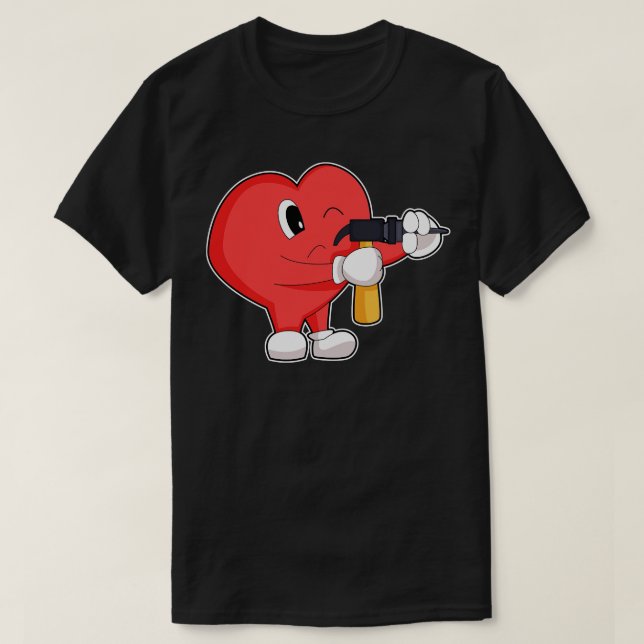 Camiseta Furadeira de pressão Heart Handyman (Frente do Design)