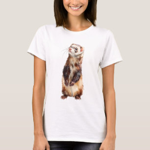 Camiseta Furão Curioso em Aquarela Mulheres em Pé