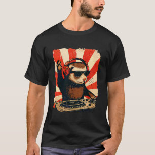 Camiseta Furão DJ House Música Retro Amante de Animais