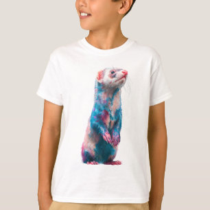Camiseta Furão Infantil Vibrante Rosa e Azul em Pé