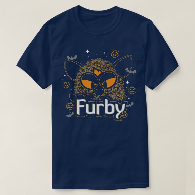 Camiseta Furby Halloween Spooky Lines Pumpkin Furby (Frente do Design)