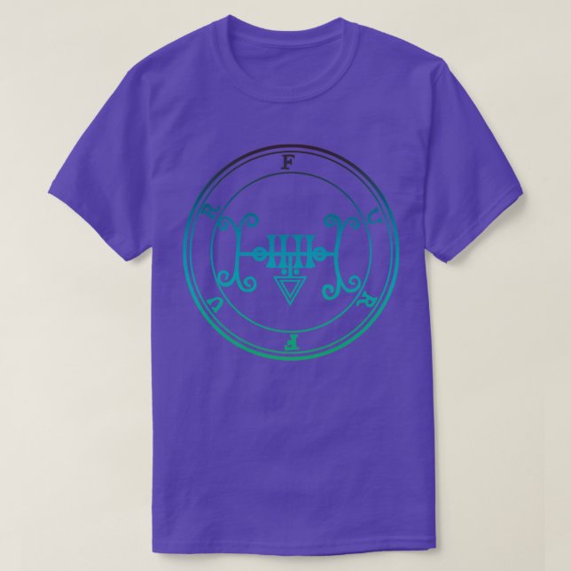 Camiseta Furfur Sigil Ensina Azul Secreto (Frente do Design)